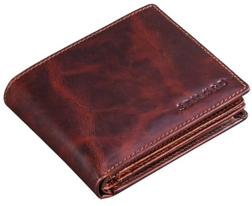 STILORD 'Guillermo' RFID Leder Portemonnaie Männer Geldbörse in Geschenkbox Herren Kartenfächer NFC Ausleseschutz Brieftasche Echtleder, Farbe:Milano - braun