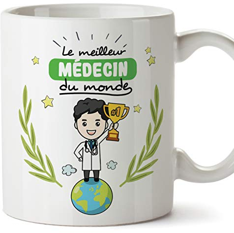 (Tazza in Francese) Doctor Original Tazze di caffè e Colazione per Dare Lavoratori Professionisti - Best Medecin del Mondo - Ceramica 350 ml