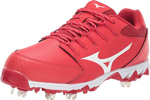 Mizuno Tacos de sóftbol de Metal Swift 6 Low para Mujer de 9 Picos, 9-Spike, Rojo y Blanco, 3.5 UK