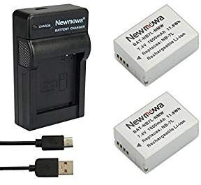 Newmowa NB-7L Akku (2er-Pack) und Tragbar USB-Ladegerät Set für Canon NB-7L | Kompatibel mit Canon Powershot SX30 IS, G12, G11, G10, Cannon CB-2LZ
