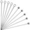 CKANDAY Juego de 10 palillos reutilizables de acero inoxidable,palillos de frutas de metal Martini pinchos para bebidas de oliva,set para fiestas de vacaciones,eventos de círculo/bola,2 estilos,plata