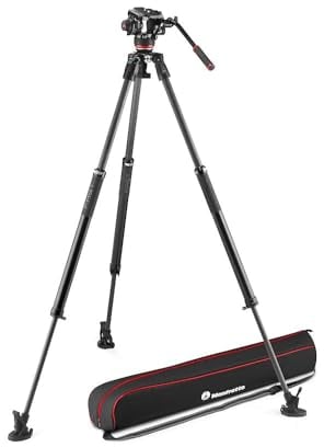 Manfrotto 504X Fluid Video Head with 635 Fast Single Leg Carbon Tripod, FAST Tripod and Video Head Kit, Carbon Fibre, For DSLR Digital Cameras, for Photo-Videographer, Carrying Bag, Holds up to 12kg