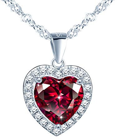 CPSLOVE Elegante Collar colgante de corazón, collar de plata de ley 925 para mujer, Colgante corazón de cristal de colores, circón con incrustaciones, Joyas de cumpleaños, Navidad y San Valentín