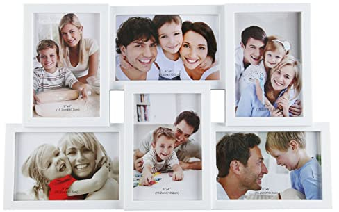 Youyijia Multi Photo Collage Frame for 6 Photos, Wall Mounted, White