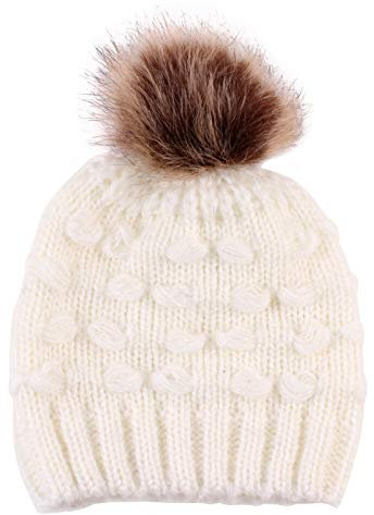 HNGM Mutze Heißer Baby Hut Winter Nette Kleinkind Kinder Mädchen Und Jungen Winter Warme Hut Baby Häkeln Hut Beanie Hut (Color : White, Size : One Size)