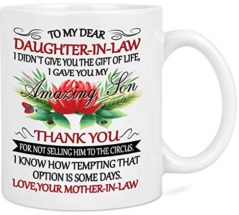 Taza de café con texto en inglés To My Dear Daughter In Law Gifts Regalos para hija de mamá Regalos para hija de madre mamá Hija Taza de café para Navidad, cumpleaños, día de Acción de