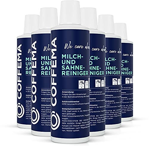 Coffema Milchsystemreiniger - 6 x 500 ml - Flüssigreiniger für alle Kaffeevollautomaten und Kaffeemaschinen mit Milch-System sowie für Softeis- und Sahnemaschinen