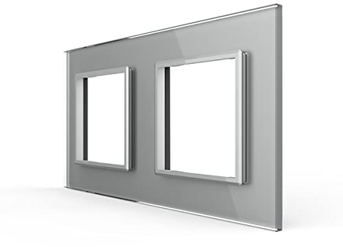 LIVOLO ZigBee 1-5 Fach Smart SmartHome Touch Steckdose inkl. Glasrahmen VL-C7ZBED-12 für Handy App steuerung WiFi Alexa in Schwarz Weiß Gold Grau (2 Fach Rahmen Grau)