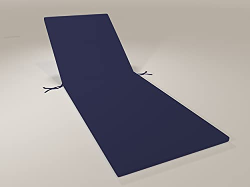 Tom'Shop Liegenkissen [Dunkel Blau, 190x54x4cm, 1 Stück, glatt] Auflage Polster Kissen Gartenliege Liegestuhl Strandliege Liegenauflage Polsterauflage Sonnenliege