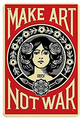 KEYGAMER Make Art Not War Targa in metallo, Vintage Targa Poster Garage Bar Home Wall Decor 20 x 30 cm