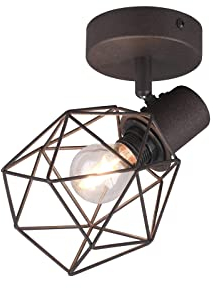 meineWunschleuchte Industrial Wandstrahler NARDA Gitter Lampenschirm Rost-Optik, 1-flammig