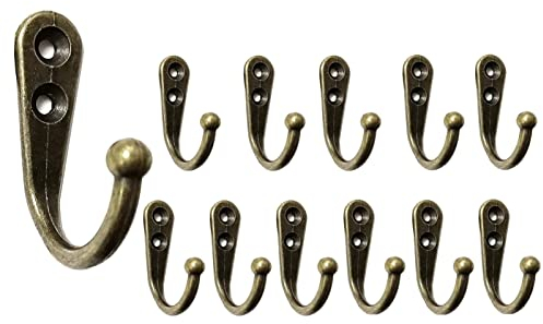 Mokife 12 Stück Klein Kleiderhaken Vintage, Metall Schlüsselhaken Huthaken Wand Tür Haken zum schrauben für Mantel, Kleidung, Handtuch, Tasse (Bronze)