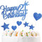 Personalised Happy 21st Birthday Cake Toppers Birthday Cake Decorations Blue for Boy Men Girl Women, Double Sided Glitter Cupcake Topper Cake Topper Kit 21 Years Birthday Party Cake Décor Supplies