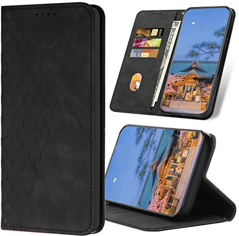 SRISHP Handyhülle für Xiaomi Poco M3 / Redmi Note 9 4G Hülle, Premium PU Lederhülle mit Standfunktion und Kartenfach Klapphülle Schutzhülle für Redmi 9 Power/Redmi 9T, Schwarz