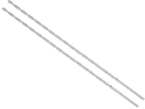 CoCud Extra Long Twist Drill Bits, 2.5mm Drill Diameter 200mm Length, High Speed Steel Straight Shank Jobber Drill Bit - (Applications: for Wood Malleable Iron Aluminum Plastic), 2-Piece