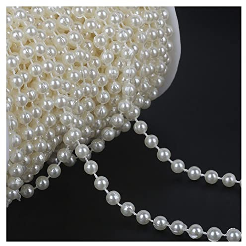 SHTGOI 5m/Rolle 6mm Perlengirlande Künstliche Perlen Kette Perlenkette Perlenband Angelschnur Kunstperlen Girlande für DIY Vorhang Haarschmuck Hochzeit Party Brautstrauß Tisch Deko 4#