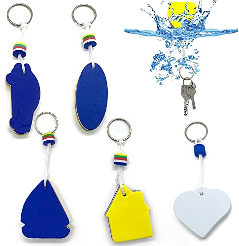 DHER schwimmender Schlüsselanhänger Schwimmender Schlüsselbund Schwimmend Schlüsselanhänger 5 Stück Schaumstoff schwimmende Schlüsselanhänger, schwimmende Schlüsselanhänger Wassersport Zubehör Bunte