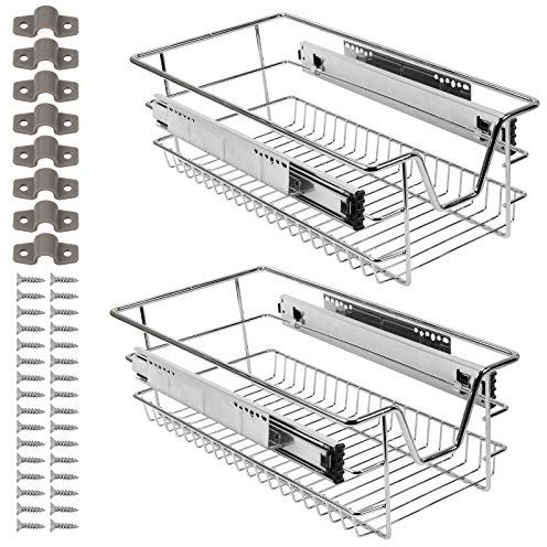 Eulenke - Tiro Telescópico Doble de 30 cm para Cocina, Extractor para Mueble, Cajón de Cocina con Sistema de Guías, Estante de Cocina de Extracción Completa, Cajón para Organizador de Fregadero