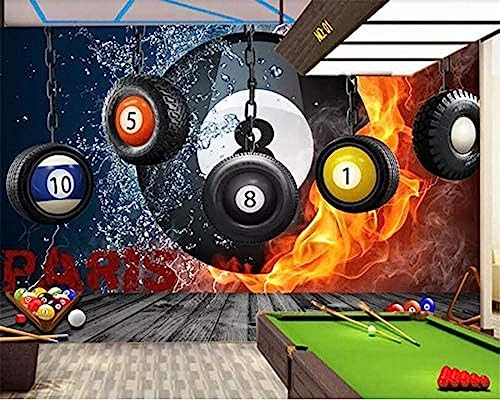 Wandbild 3D Retro Fitness Billard Hängende Kreis Bewegung Bewegung Dekoration Tapete Hintergrund Wand Kinderzi 3D Tapete Vlies Effekt Tv Die Fototapete Wandbild Wohnzimmer Schlafzimmer-250cm×170cm