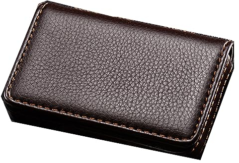 Custodia per biglietti da visita in pelle PU magnetica porta biglietti da visita porta carte di nome adatto per uomini e donne, Marrone