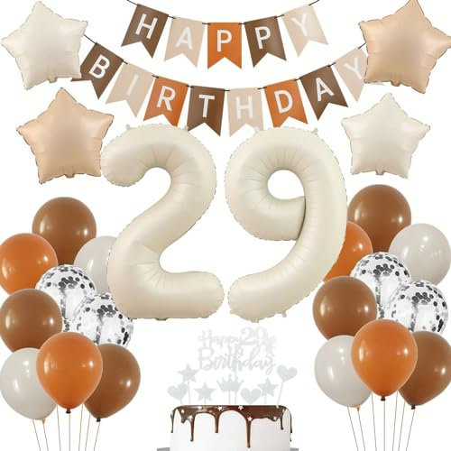 Boho 29. Luftballon Beige, Deko 29. Geburtstag Frau, Luftballon 29 Jahre Creme, Deko 29 Jahre Frauen Mann Ballon, Braun 29 Geburtstag, 29 Jahr Geburtstagdeko Beige Nude