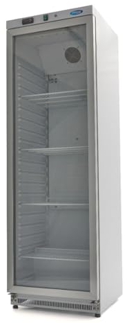 Maxima Frigorifero 400 L Bianco con Porta in Vetro - 4 Griglie Regolabili - Refrigerazione Catering - Professionale