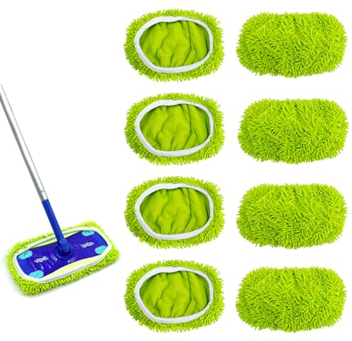 Galerie SV 8 Stück Wiederverwendbaren BodenwischbezüGen, TrockentüCher/NassbodentüCher FüR Swiffer Sweeper Mop Set, Mop Mikrofaser-Reinigungspads FüR Die Reinigung Von Fliesen, Laminat (8pcs)