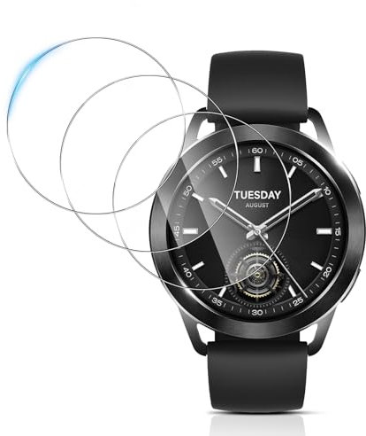 QULLOO 3 Piezas Protector de Pantalla para Xiaomi Watch S3 Cristal Templado,2.5D HD cobertura completa Vidrio,Sin Burbujas Transparente Screen Protector para Xiaomi Watch S3