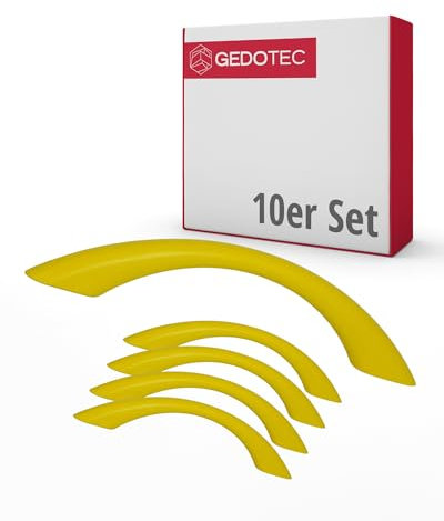Gedotec Möbelgriffe für Kinderzimmer | Bohrabstand 128 mm | Farbe Gelb | 10 Stück | Schubladengriffe Kunststoff | COLOUR | Türgriffe bunt | Möbelgriffe Kinder | Griffe Möbel | Türgriffe Schrank