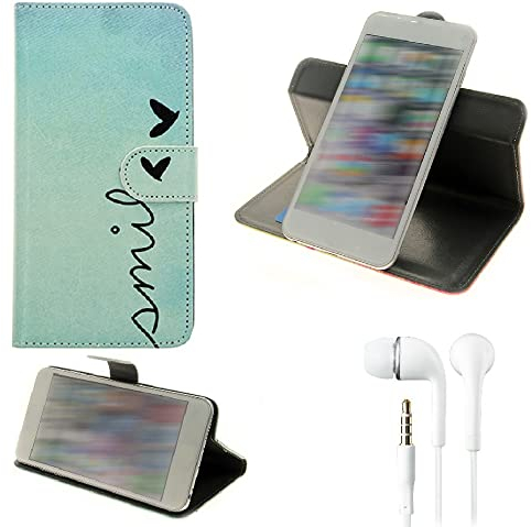 K-S-Trade Qualitativ & Innovativ Schutz Hülle Handy Hülle Für BLU G40 360° Wallet Case Schutz Hülle “Smile“ Inkl. Ohrstöpsel Smartphone