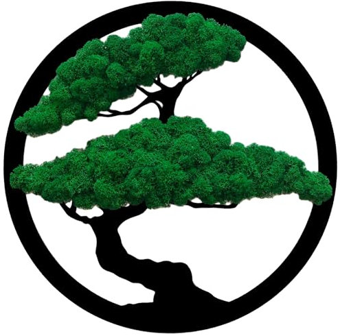 ProArts Wanddeko Holz Moosbild Bonsai - Moosbilder mit Rahmen 40x40cm - Wand Deko Mooswand Lebend Natürliches - Holzdeko Wand Handgefertigt mit Dunkelmoos
