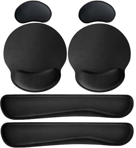 Alfombrilla de ratón 3 en 1, reposamuñecas, juego de reposamuñecas ergonómico, alfombrilla de ratón con teclado y reposamuñecas, almohadilla de gel para viajar, trabajar y jugar, color negro