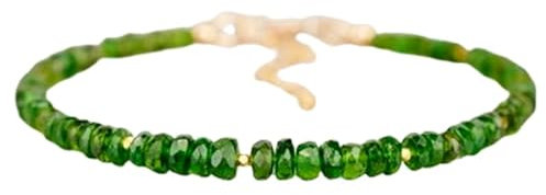 LKBEADS Chromdiopsid, Rondelle-Form, facettierter Schliff, 3,5–4 mm, Perlen, 17,8 cm, verstellbare Gliederkette, Armband für Damen und Herren | PK_LK_CP_01990, 7 Inch Adjustable, Stein, Chromdiopsid