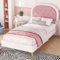 Ctastay Kinderbett Polsterbett 90x200 cm, Bett Einzelbett mit Polster-Kopfteil, Familienbett Jugendbett mit Lattenrost, Samt, Rosa (Ohne Matratze)