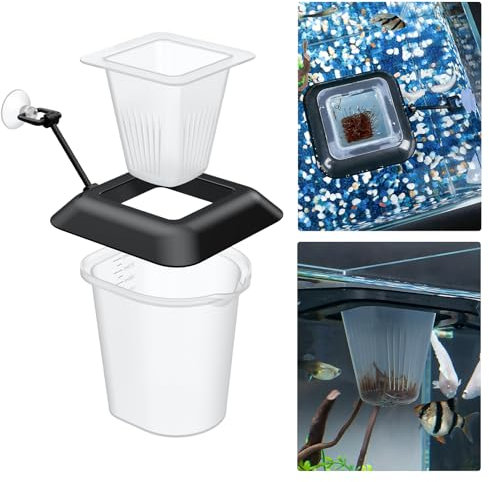 Pawfly Aquarium Red Worm Fish Feeder Floating Bloodworm Feeding Cup für Fish Tank Mehrzweck-Fischfutter Halter Container mit Saugnapf Messbecher Kunststoff-Futterkorb