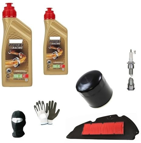 KOMPATIBEL MIT Vespa Primavera 50 2T Service-KIT FÜR Roller 2 Liter ÖL C (ASTROL) 10W40 4T Power 1 Synthetik Racing+ÖLFILTER+LUFTFILTER+ZÜNDKERZE WARTUNG des Motors