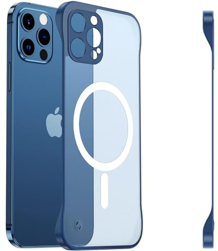 FAOMSEBS for iPhone 13 Pro Case, Borderless Translucent Magnetic Blue | Bare Phone Feel, Compatible with MagSafe, Strong Magnet, Slim Fit, Heat Dissipation and Resilient Hard PC Cover for Travel