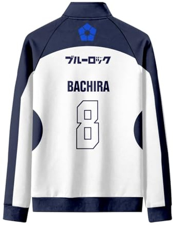 SUGEBETA Anime Blue Lock Full-zip Hoodie Manga Cosplay Long Sleeve Jacket Stand Collar Sweatshirt(8Bachira,XXL)