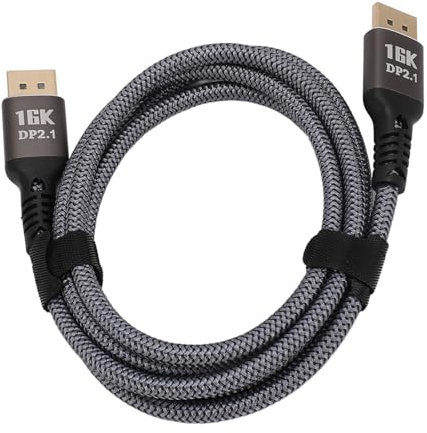 POENVFPO Premium DisplayPort 2.1 Kabel 16K 30 Hz 40 Gbit/S 3D Dynamic HDR Maschio un Cavo Espositivo Maschile per Giochi e Sincronizzazione Freesync G