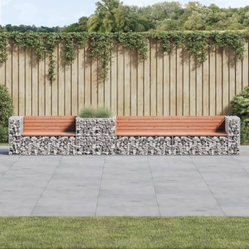 LLEZKBR Banc de jardin avec panier gabion en bois massif Douglas
