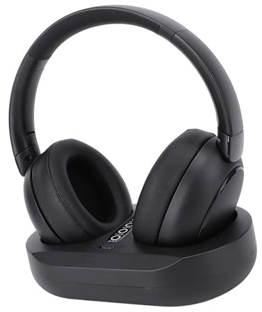 Jectse Cuffie Wireless per la Visione della TV, Wireless 2.4G Bluetooth 5.3 TV su Orecchio per Anziani con Base di Ricarica, 50h Playtime, Black (Spina europea)