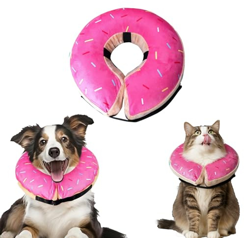 SilverChry Collare Protettivo Gonfiabile, Collare Gonfiabile Cane con Velcro Regolabile, Collare Elisabettiano Gonfiabile, Adatto per La Guarigione Delle Ferite Post-Operatorie (Rosa, S)