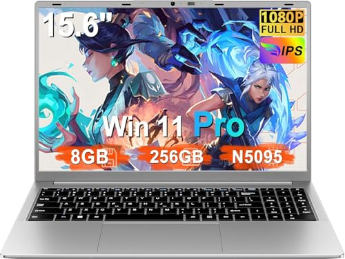 Pc Portatile 15.6 Pollici Celeron N5095 Upto 2,9 GHz Win11 Pro Laptop 8GB RAM 256GB SSD TF 1TB LPDDR4 5G WiFi 1920*1080 FHD USB 3.0 Widevine L1 Computer Portatile Con il Topo Film Italiano - Silver-2