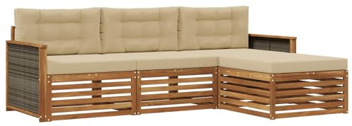 vidaXL Outdoor-Sofagarnitur Natur und Beige 249,5 x 162,5 x 73 cm, Garten Sofa, modernes Lounge Set, entspanntes Terrassenmöbel für chillige Stunden, bequem und stylisch