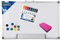 Idena 568019 - Whiteboard Alu-Rahmen, ca. 40 x 60 cm, mit Stiftablage (Board + Marker + Magnete + Löscher, Fuchsia)