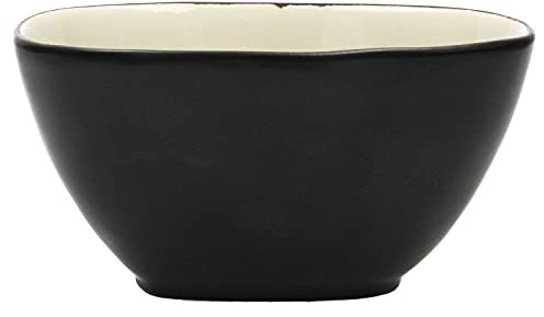 Van Well Müslischale I edle Geschirr-Serie Elements I glasiertes Steingut Creme-schwarz I Steingut-Schälchen für Vorspeise Suppe & Salat I hochwertige Frühstücksschale I Müslischüssel 650ml