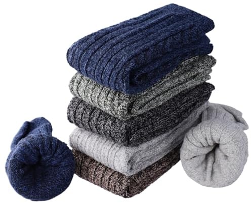 5 Paia di Calze di Lana Invernali da Donna, Calzini termiche Lavorato a Maglia, Regalo di Natale e del Ringraziamento per Signore