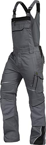 TRIUSO Leib Wächter Flex-Line Herren Latzhose flexibel mit Spandex (grau/schwarz, 52)