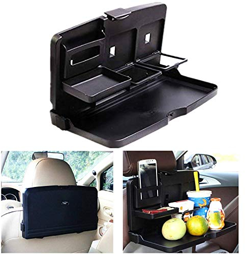 Universal Klapptisch Auto Rücksitz, Vielseitiger Klappbar Auto Tablett Getränkehalter mit Becher- und Flaschenhalterung, Auto Mahlzeit Tisch Organizer für Mobiltelefon Getränke Kaffee Essen