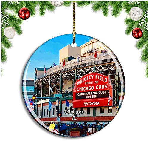Weekino Chicago Wrigley Field Illinois USA Christbaumkugel Hängender Weihnachtsbaum Anhänger Dekor Travel Souvenir Collection Porzellan 2,85 Zoll